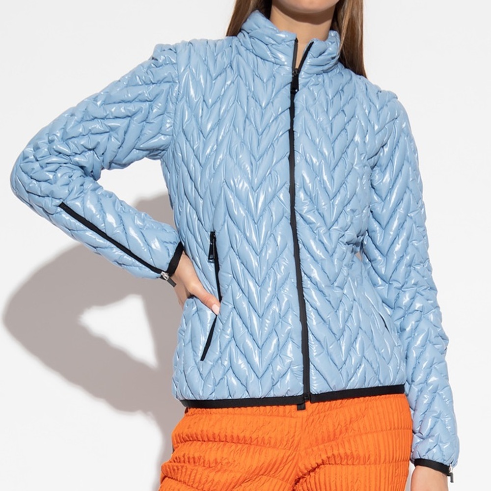 NWT Khrisjoy Ski Chevron Padded Quilted Jacket in Sky Blue
